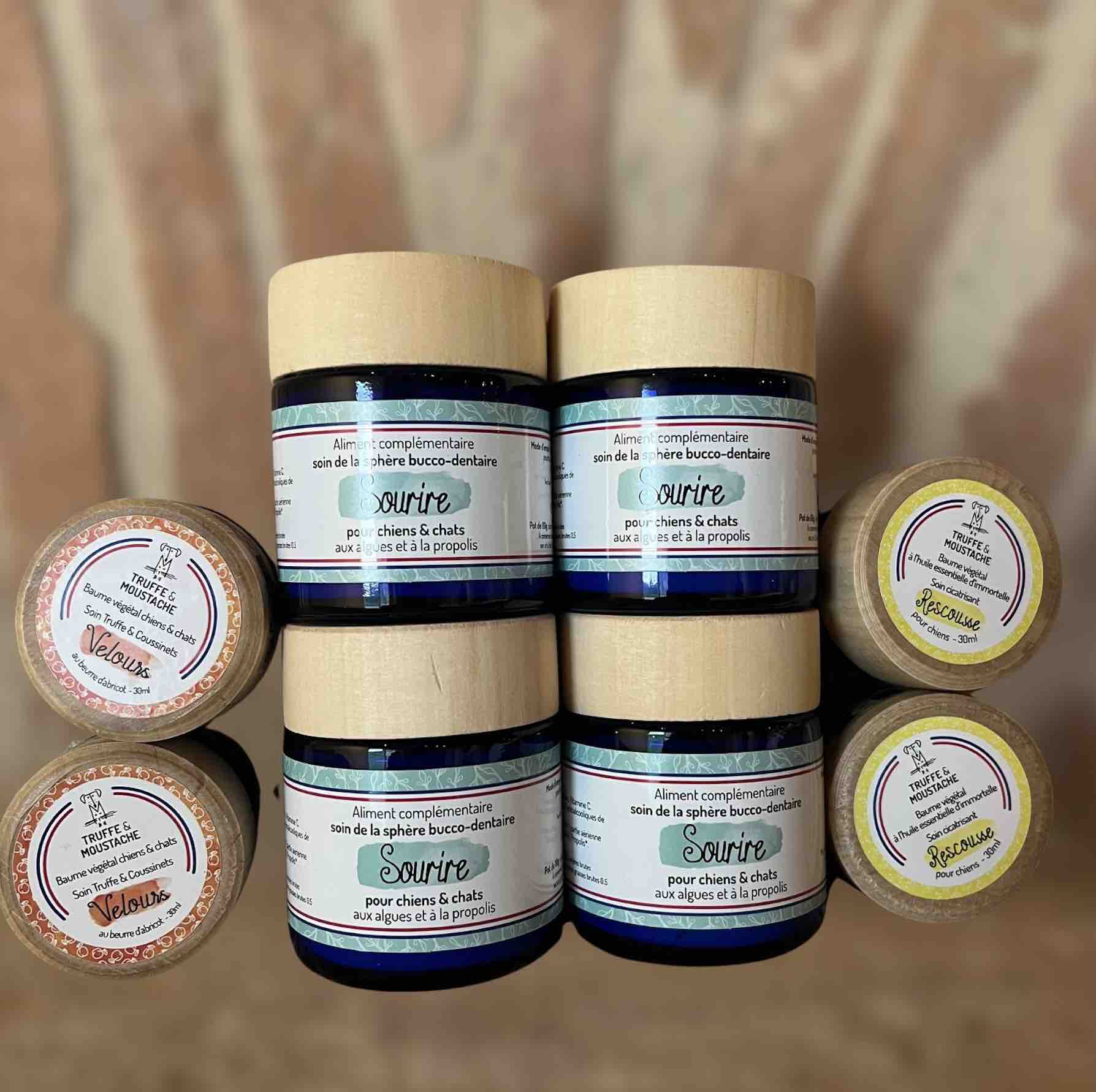 Baume pour truffe et coussinet chien avec d'autres produits de la marque Truffe & Moustache