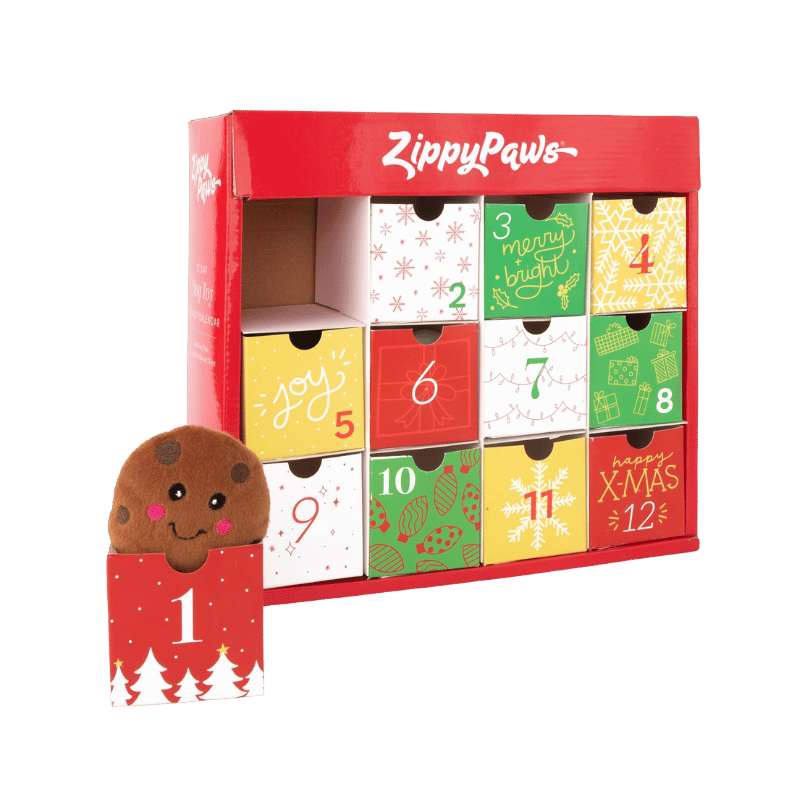Calendrier de l’avent chien ZippyPaws avec 12 jouets en peluche festifs