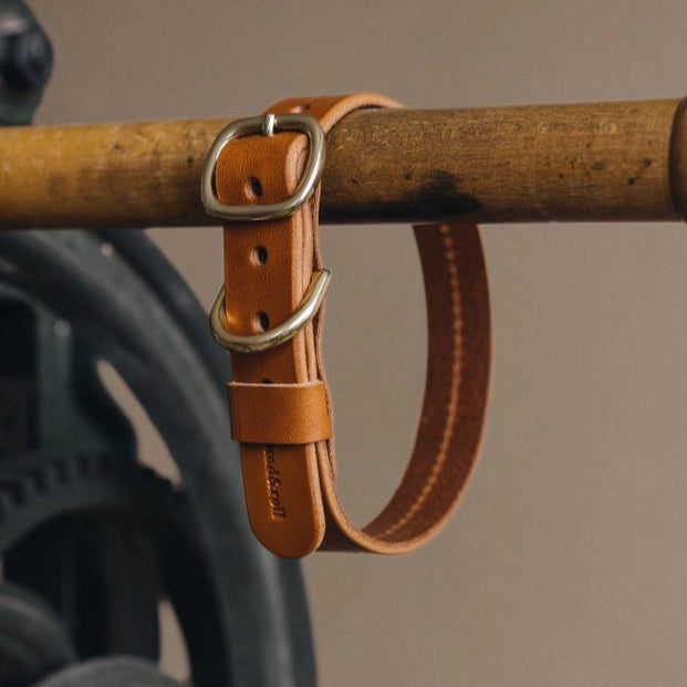 Collier en cuir pleine fleur fait main pour chien