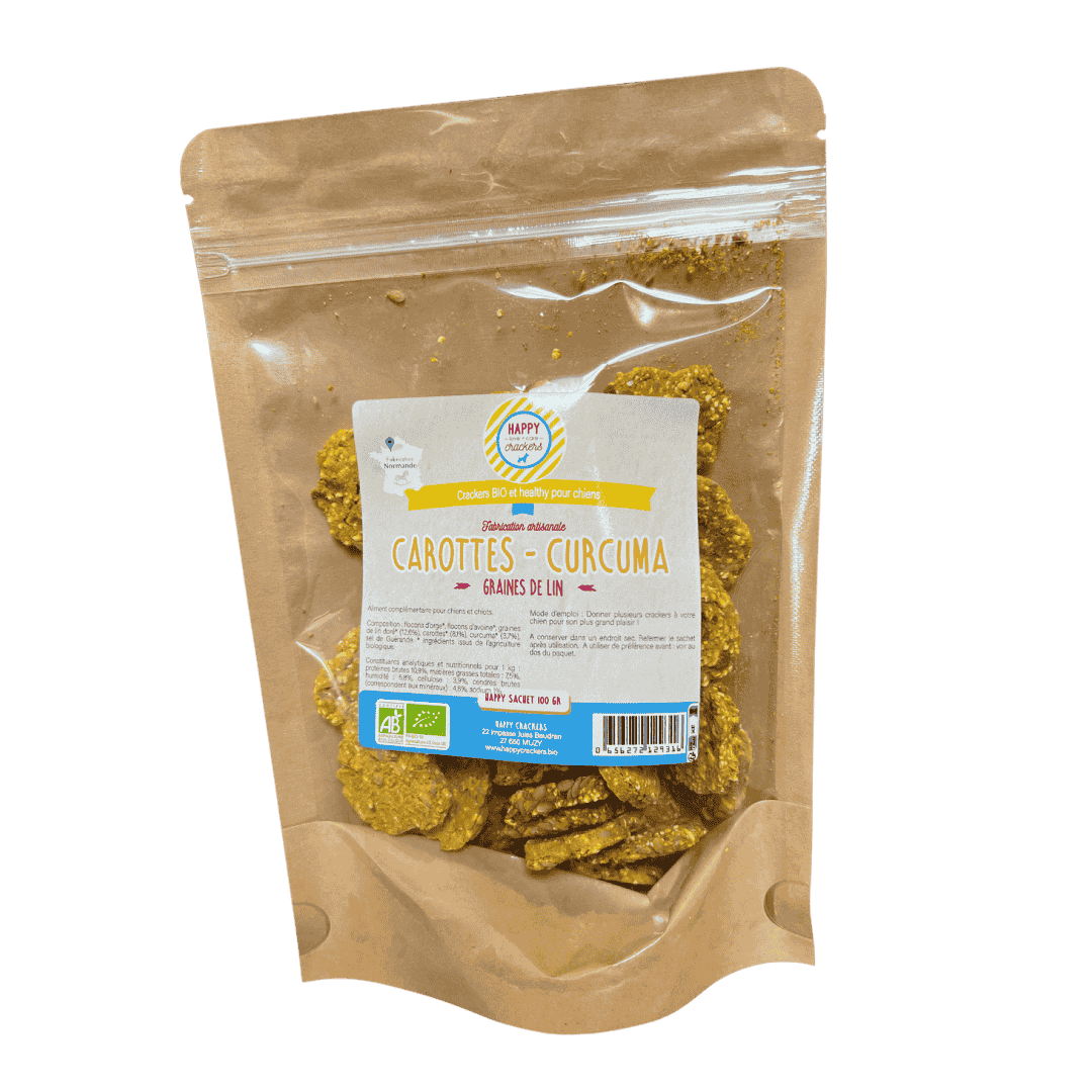 Crackers pour chien bio à la carotte et au curcuma