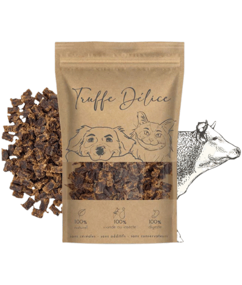 Friandises chien au bœuf, riches en protéines et savoureuse