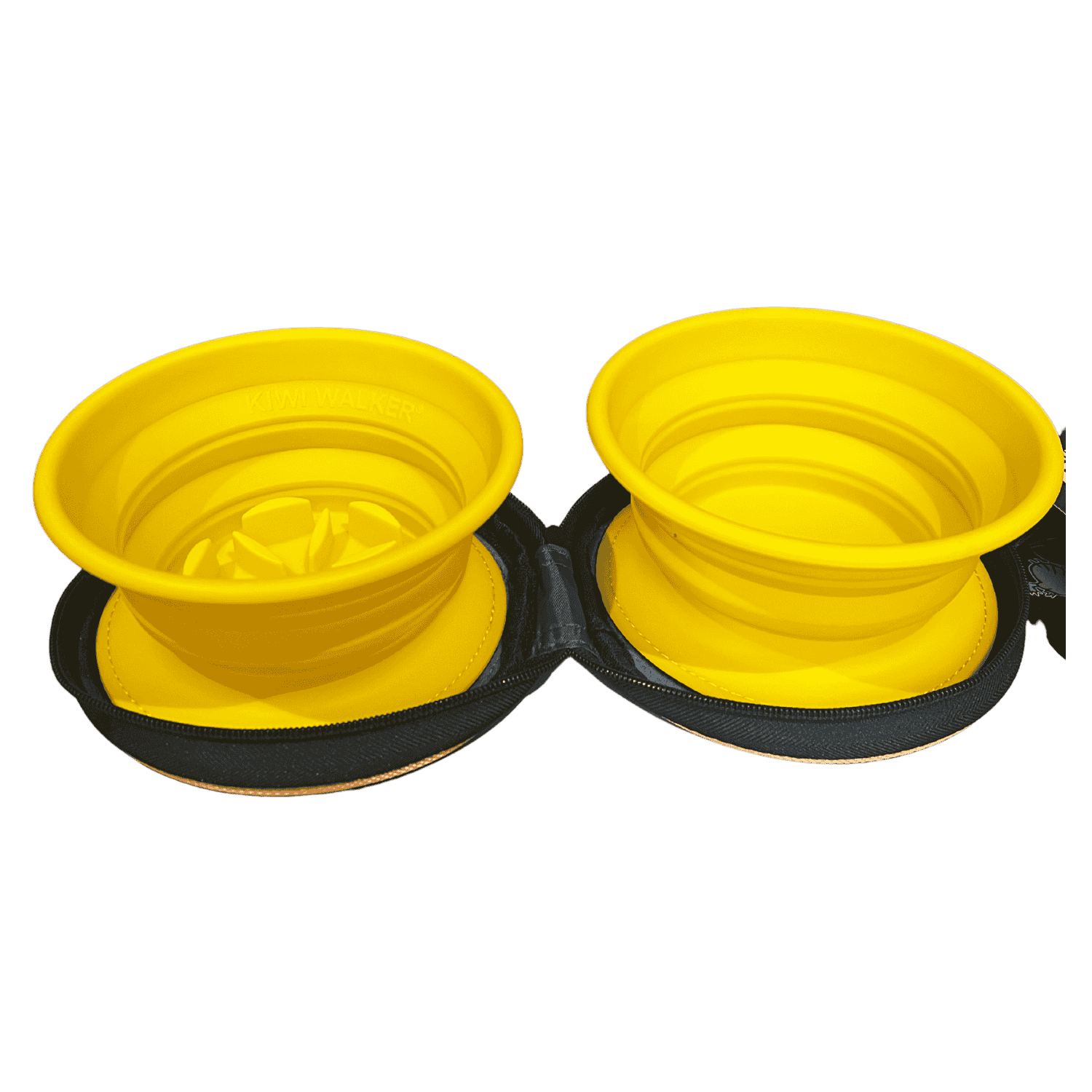 Gamelle pliable pour chien jaune 700 ml avec double bol ouvert