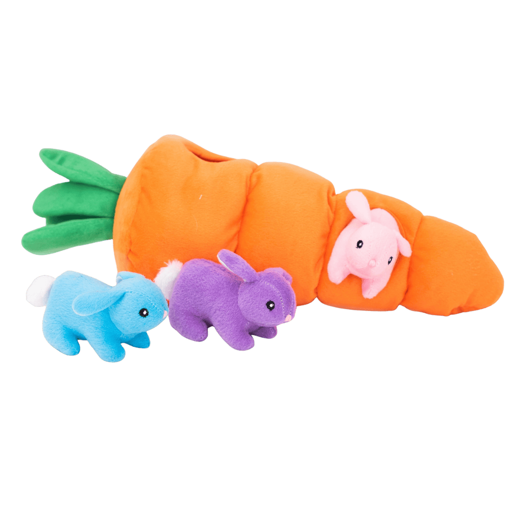 jouet de fouille chien carotte de Pâques orange