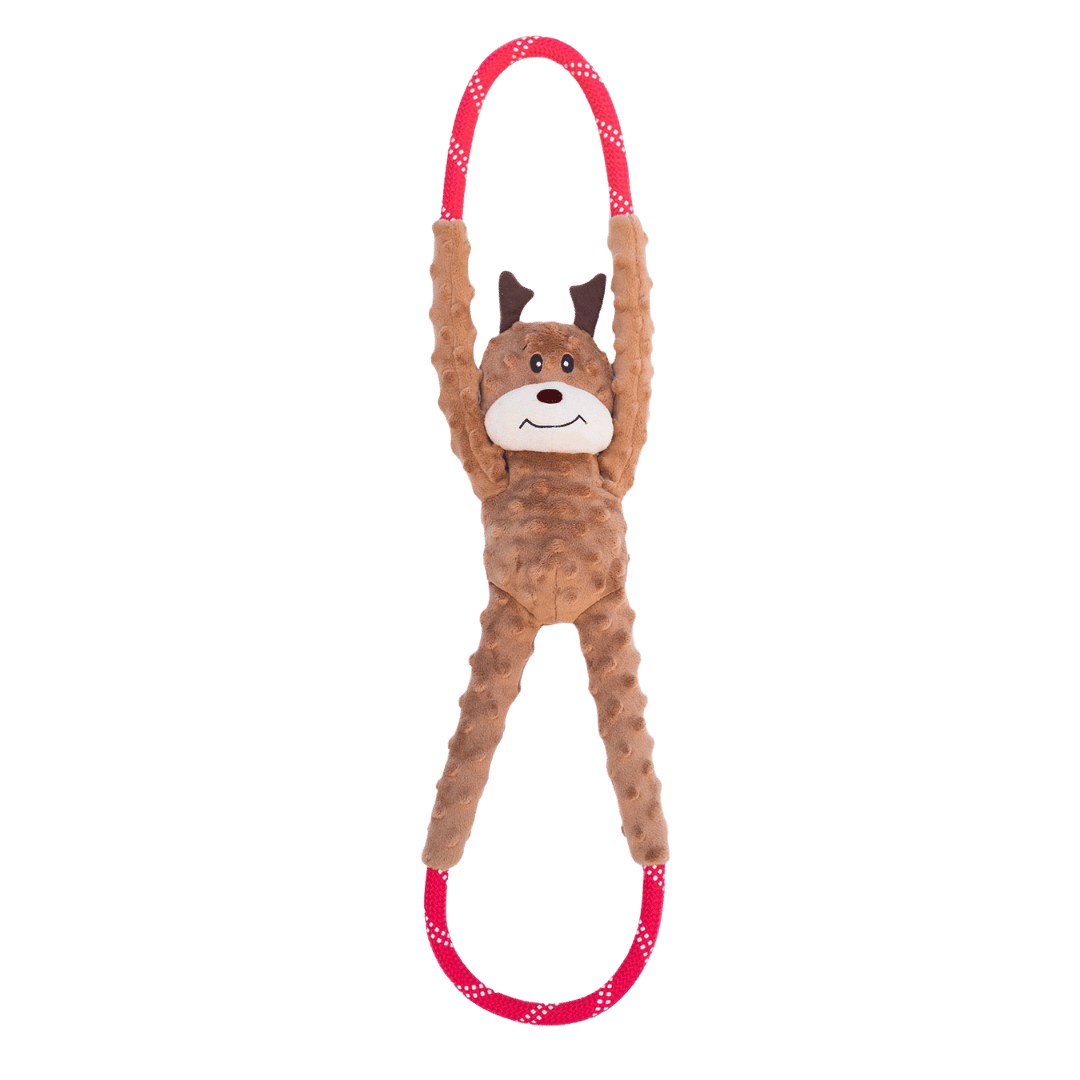 Jouet corde renne de Noël pour chien ZippyPaws RopeTugz festif et résistant