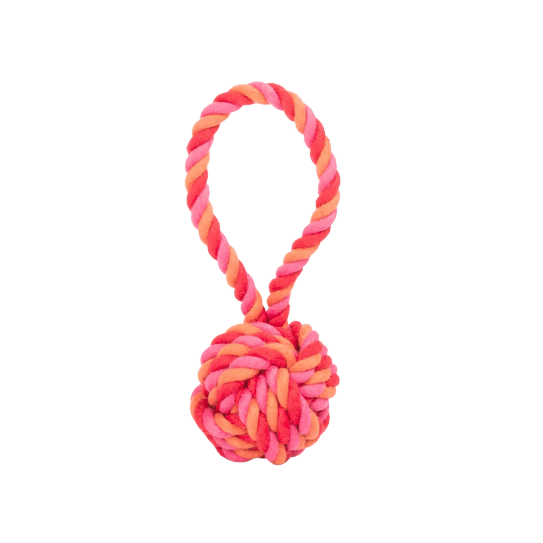 Jouet pour chien en corde Laboni Slingball rose rouge orange