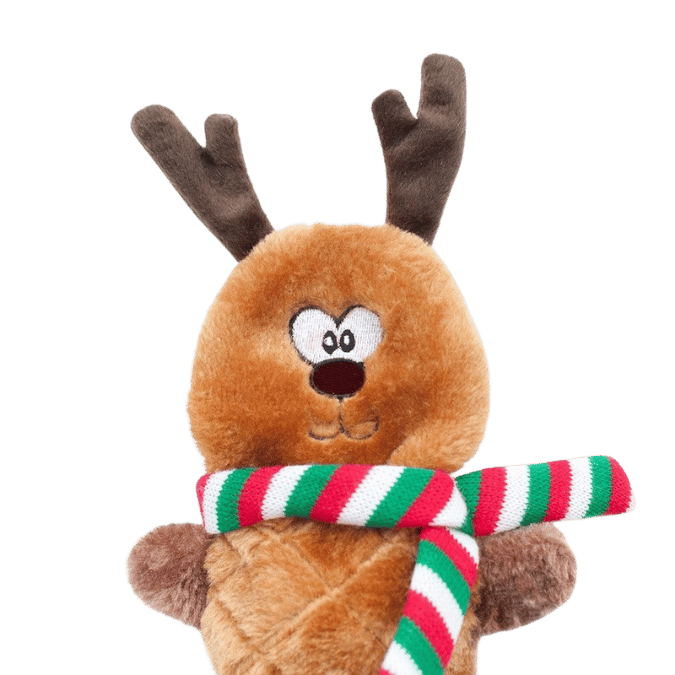 Peluche renne de Noël pour chien sans rembourrage, résistante et festive