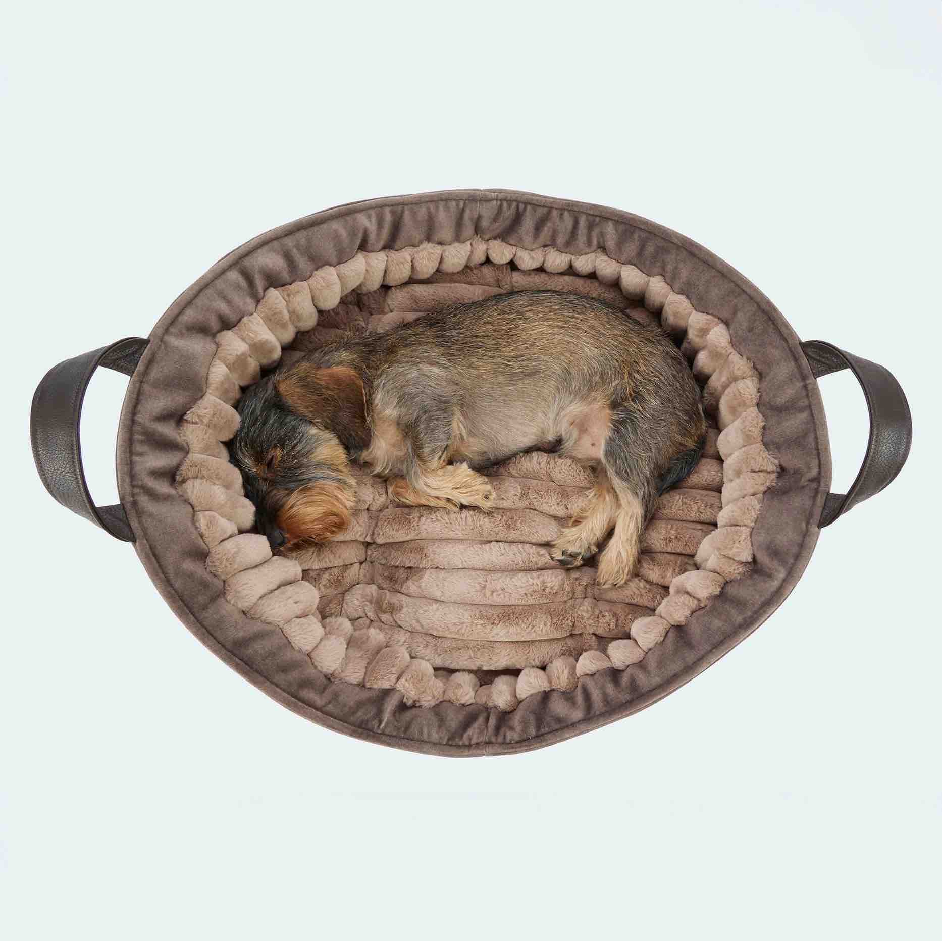 lit pour petit chien avec poignées et base antidérapante