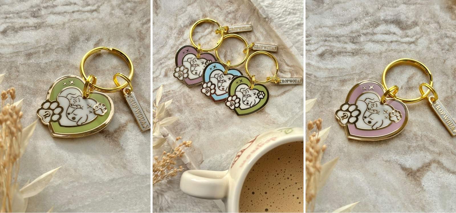 médaille pour chien personnalisée Trop Wouaf x Raya & Cos gravée avec nom et numéro