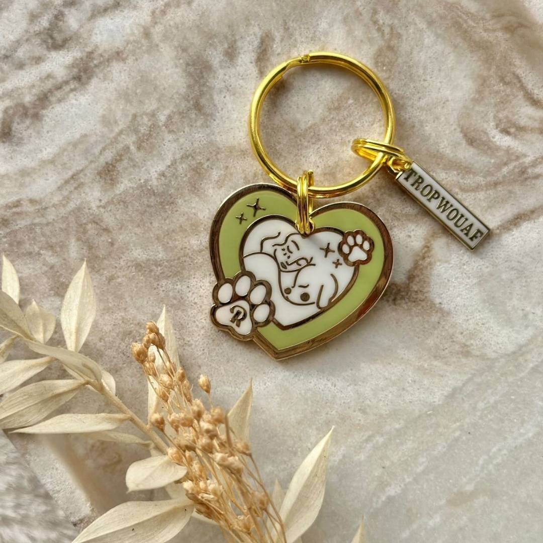 Médaille personnalisable chien verte