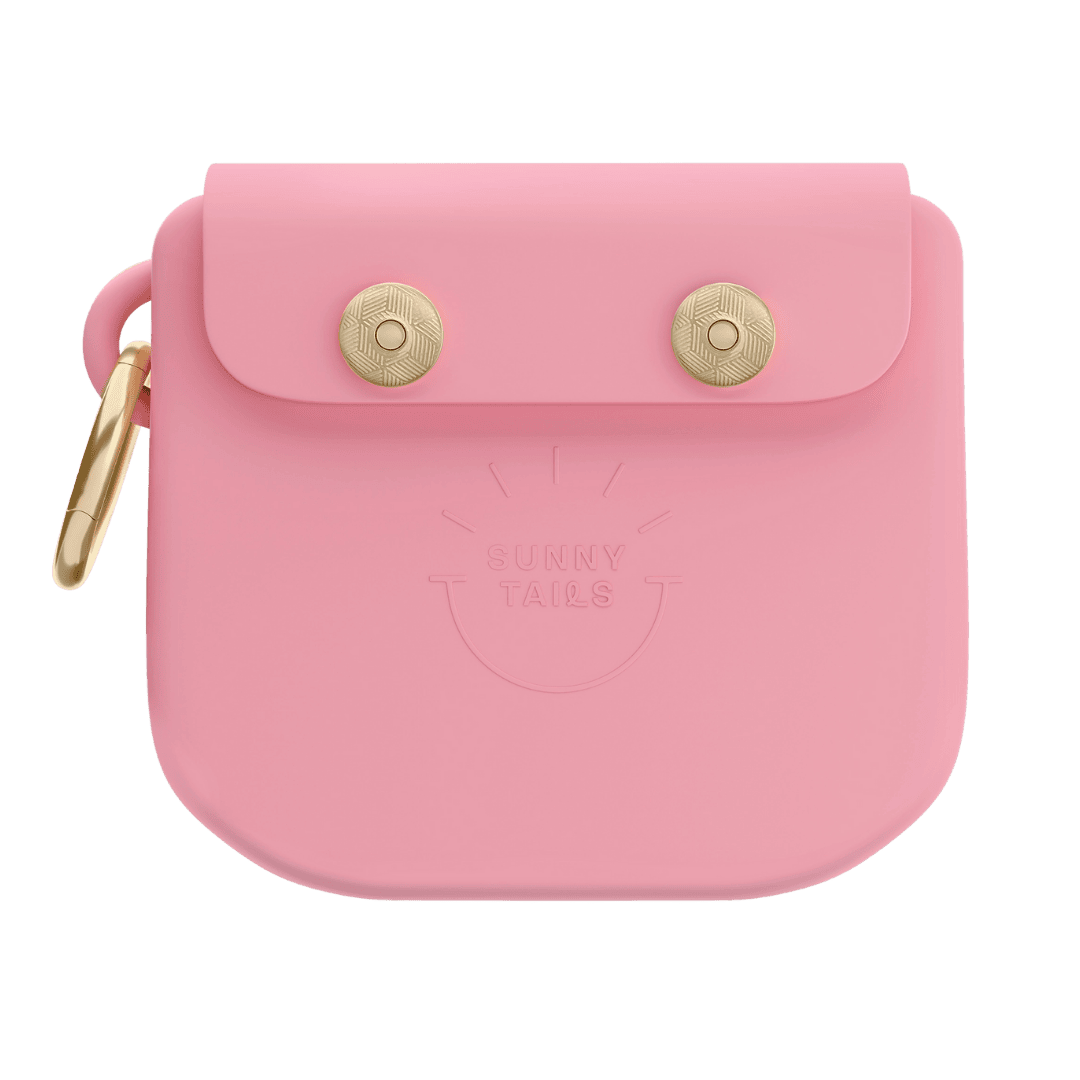 Pochette à friandises pour chien en silicone aimantée Sunny Tails – coloris rose