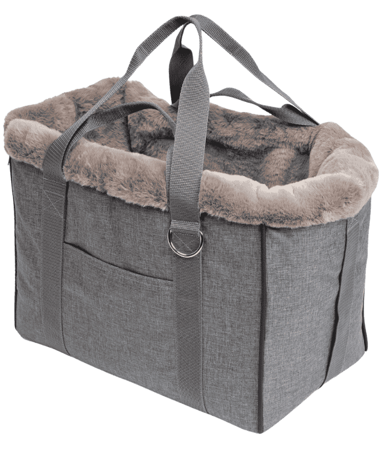 Sac de transport chien chic et moelleux vu de derrière