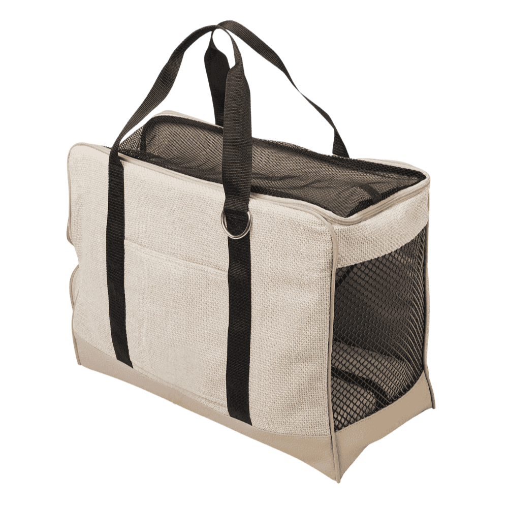 Sac de voyage pour chien avec matelas orthopédique vu de derrière