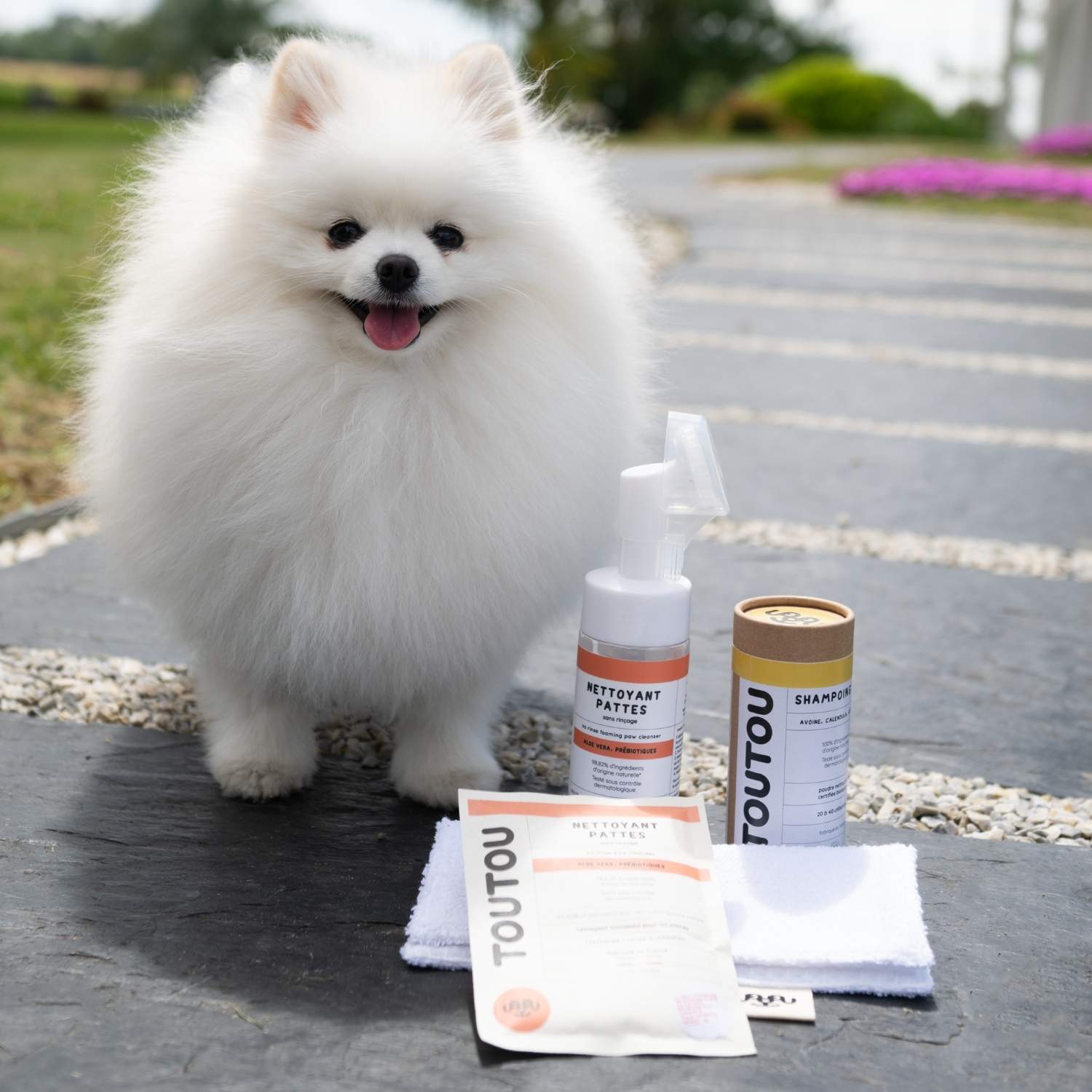 Serviette pour chien en coton avec toute la gamme Toutou Petcare