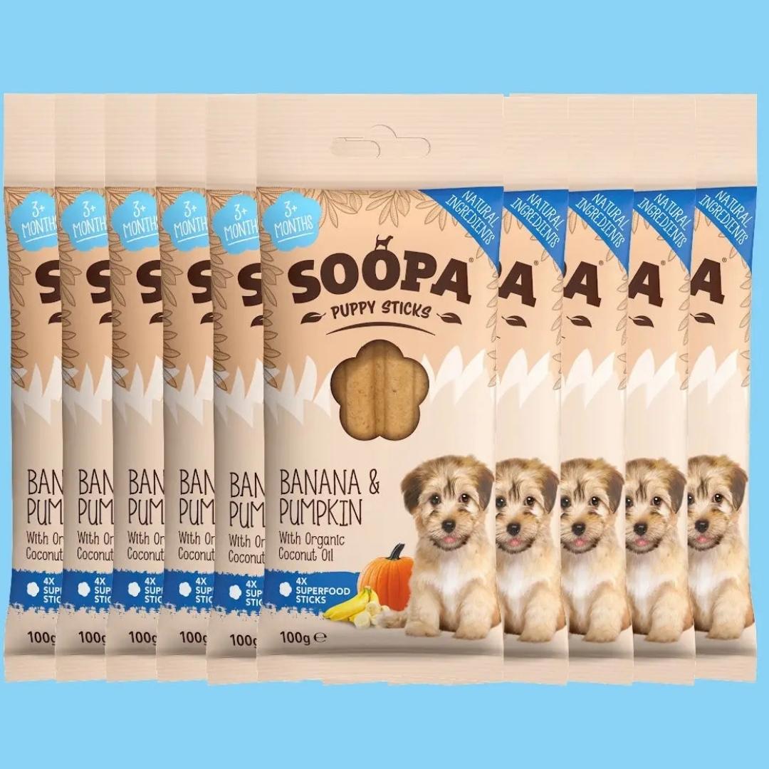 Plusieurs sachets de stick dentaire chiot Soopa