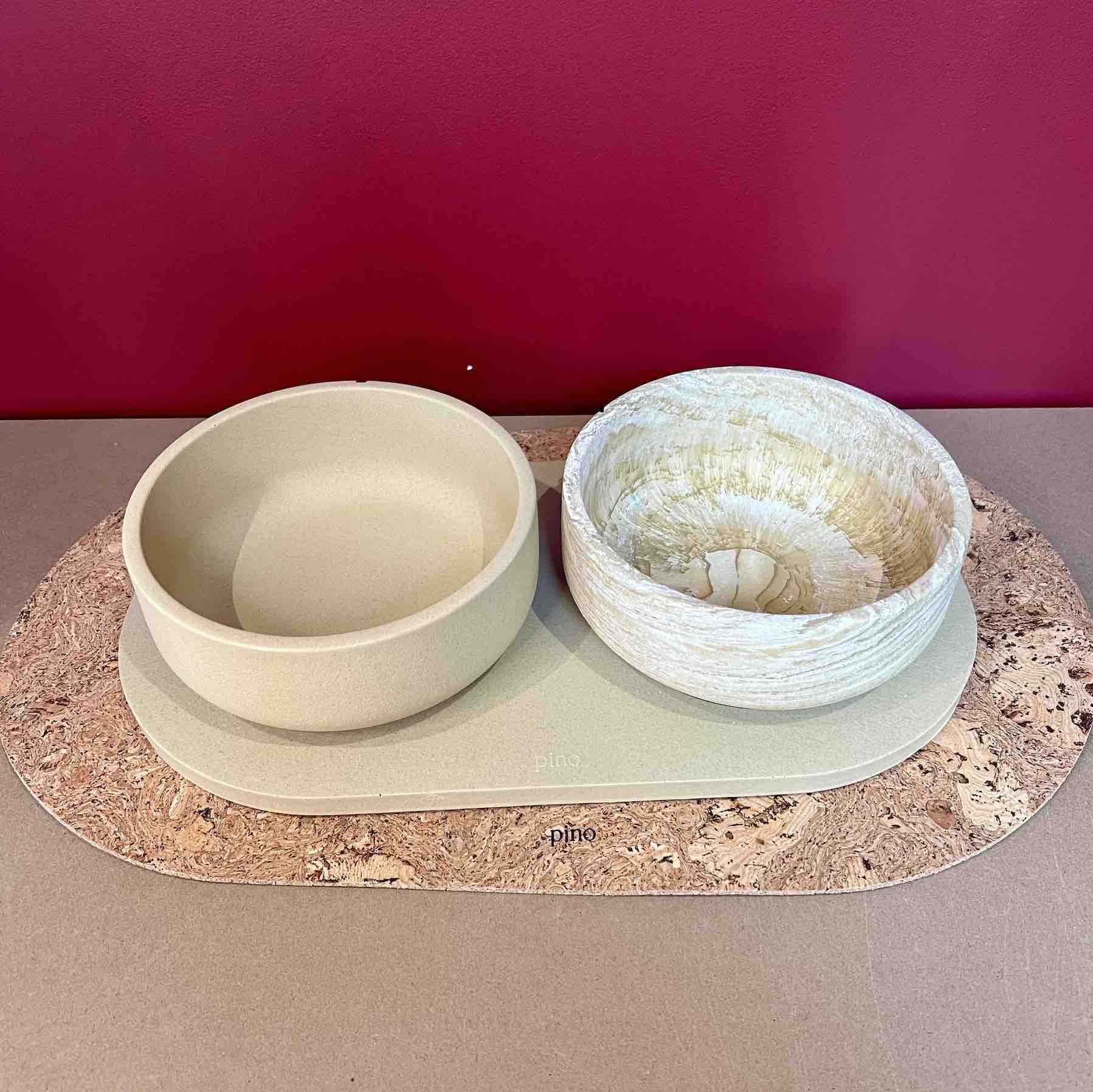 Tapis pour gamelle chien en liège avec gamelle solide et marbre