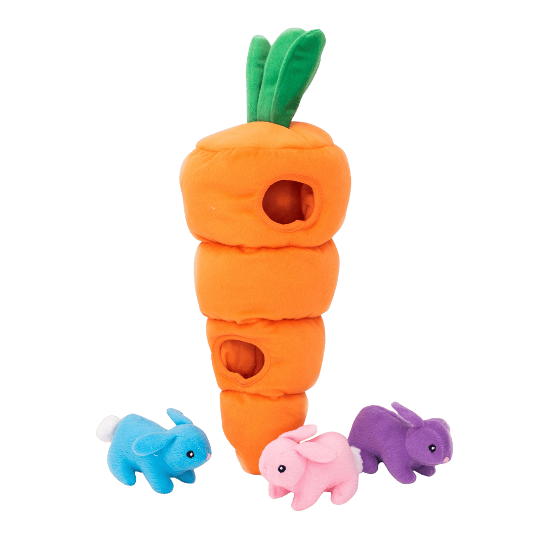 jouet carotte chien interactif avec lapins sonores