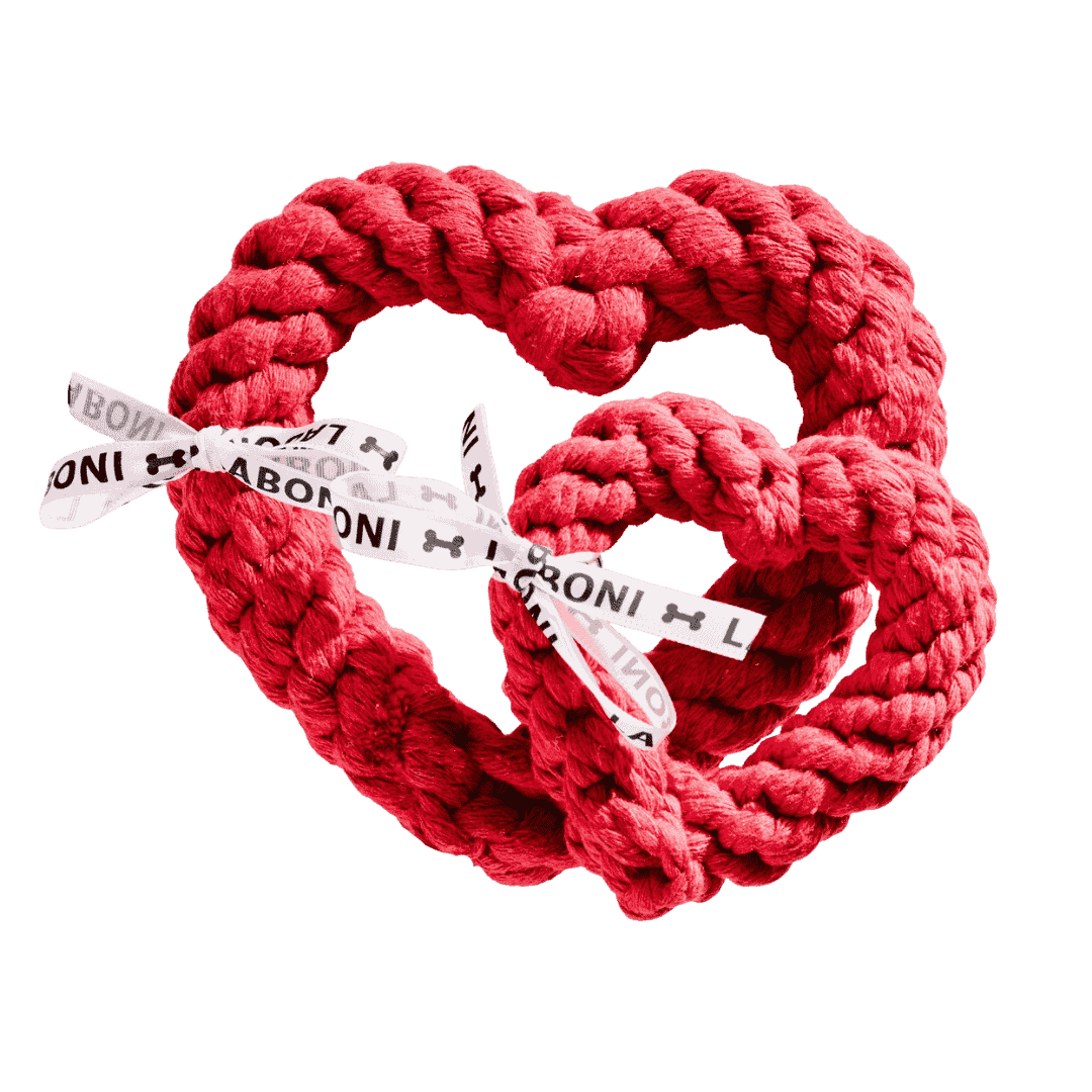 jouet cœur en corde chien en coton naturel Laboni disponible en 2 tailles