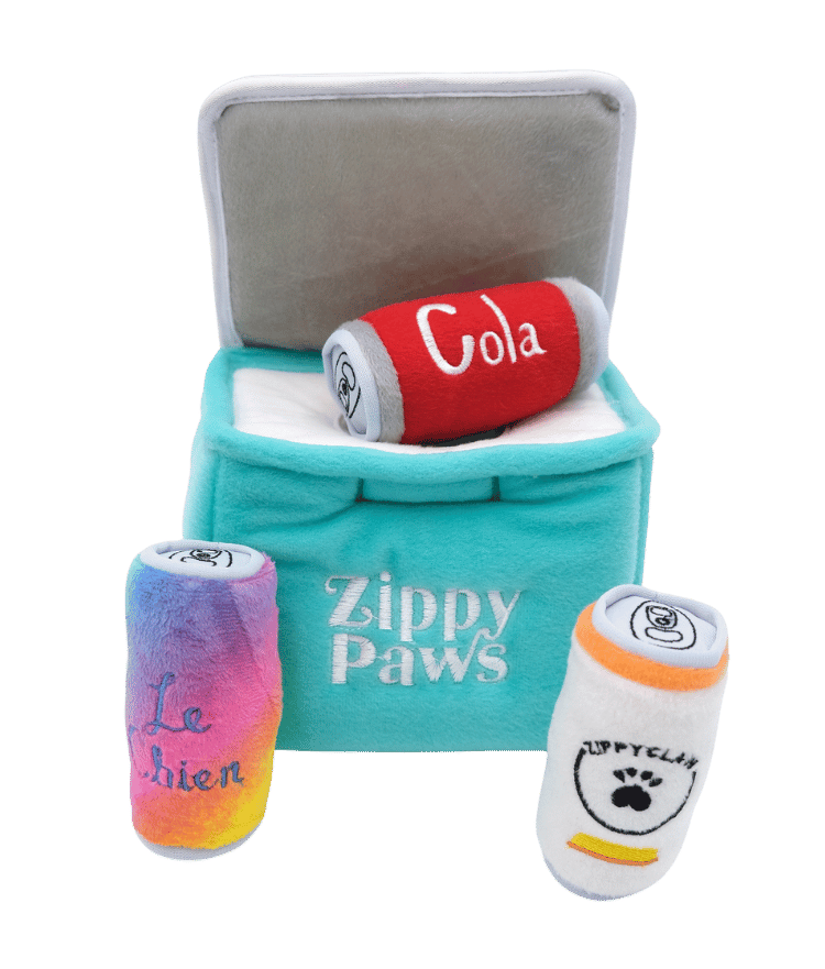 jouet interactif pour chien avec canettes en peluche