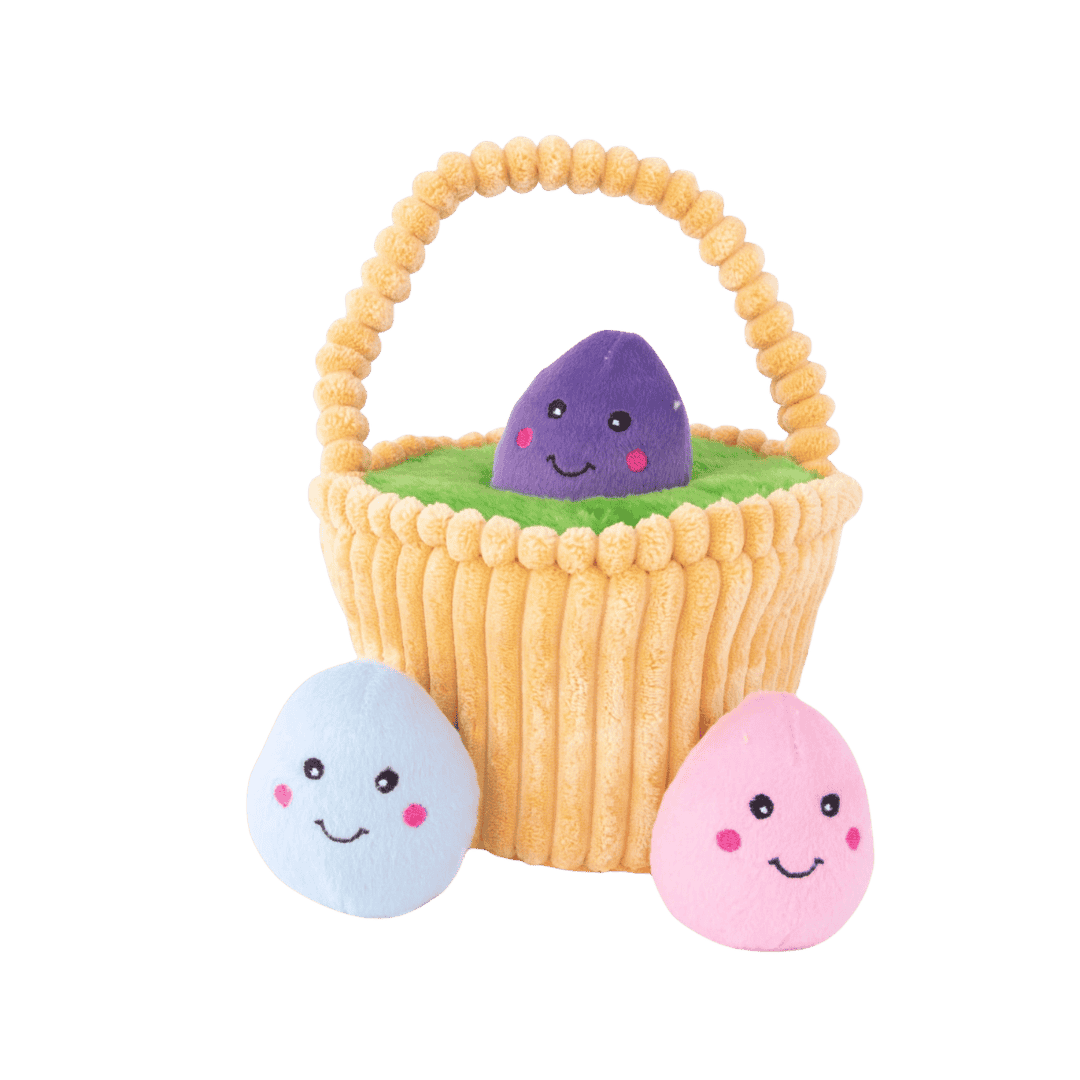 œuf de Pâques pour chien panier avec œufs sonores