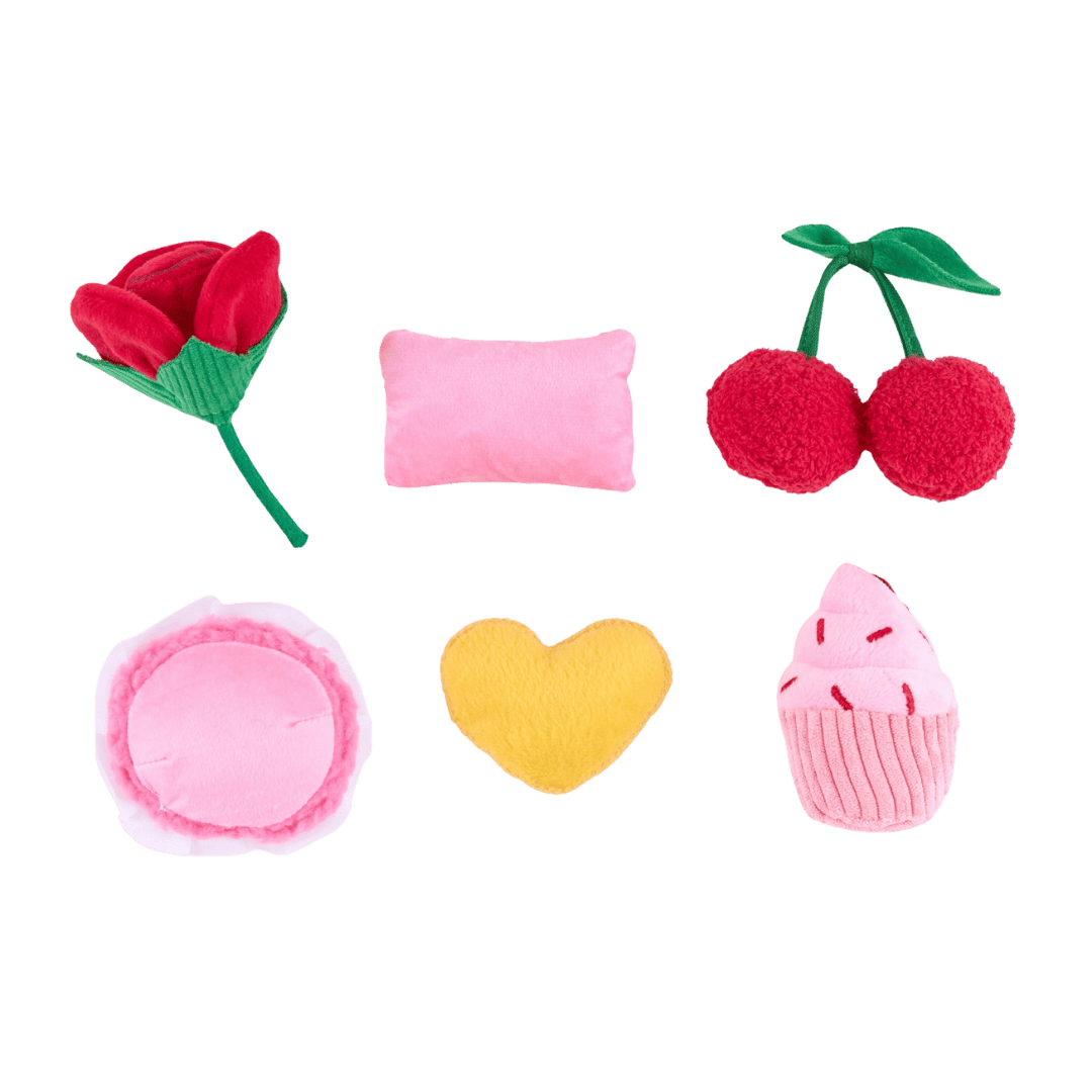 jouets Miniz pour chien cupcake macaron cœur rose